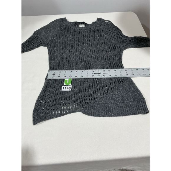 Woman’s Converse All Star Medium Dark Gray Open Knit Pullover Sweater - Picture 7 of 9